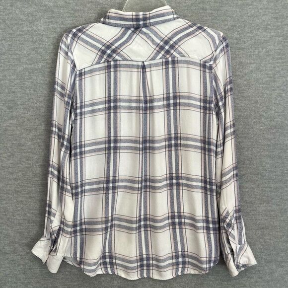 Rails Hunter Plaid Shirt Small Boyfriend Button Up White Blush Patriot Rayon Top - Picture 4 of 11